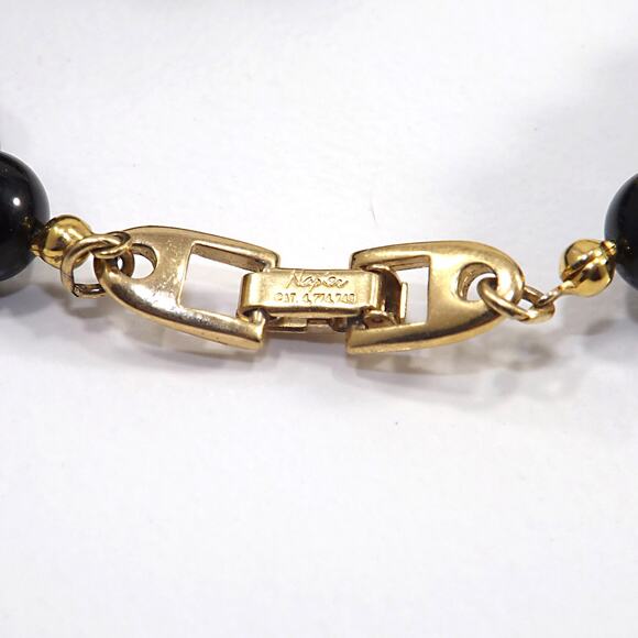 Vintage Napier Faux Pearl Black Bead Necklace, Twisted Strands, 1980, 31" - Picture 10 of 10